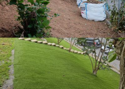 Instalación de césped artificial en talud
